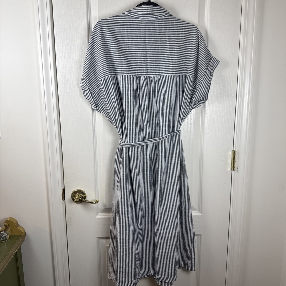 Ophelia Roe Striped Maxi Dress Sz 2X Navy White Collared Sleeveless Plus - Picture 3 of 5